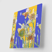 水仙の水彩画 黄色 女性 オフィス 時計 (傾斜)