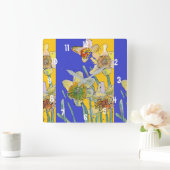 水仙の水彩画 黄色 女性 オフィス 時計 (ホーム)