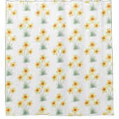水仙の絵 春の花の模様 シャワーカーテン (正面)