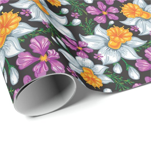 水仙の花でエレガンス模様2 ラッピングペーパー (ロールコーナー)