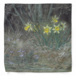 水仙の花とスミレ（ミレー） バンダナ