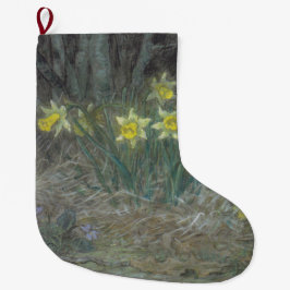 水仙の花とスミレ（ミレー） ラージクリスマスストッキング