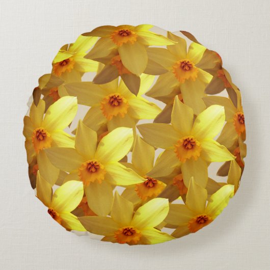 水仙の花のクッション ラウンドクッション (正面)