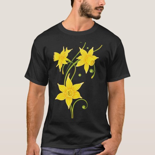 水仙の花のシャツ 花柄 春のデザイン イースター Tシャツ (正面)