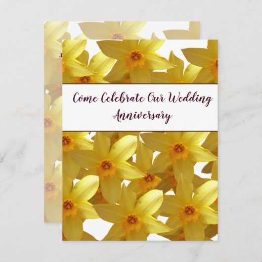 水仙の花の結婚記念日招待状 招待状 (正面/裏面)