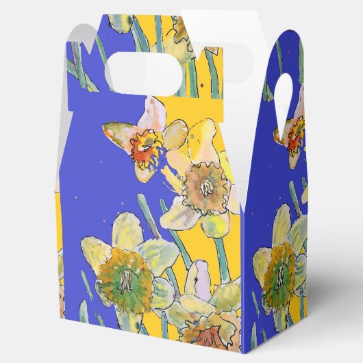 水仙の花の絵の誕生日ケーキボックス フェイバーボックス (オープン)