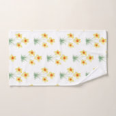 水仙の花の絵 春のパターン バスタオルセット (ハンドタオル)