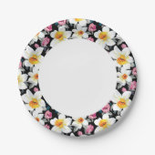 水仙の花を持つ優雅な文様 ペーパープレート (正面)