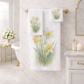 水仙の花柄バスルマットセット バスタオルセット