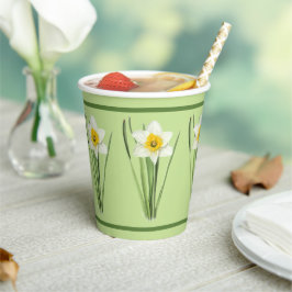 水仙の花植物芸術グリーン紙カップ 紙コップ