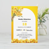  水仙の3月の誕生花の誕生日パーティーの招待状 招待状 (スタンド正面)