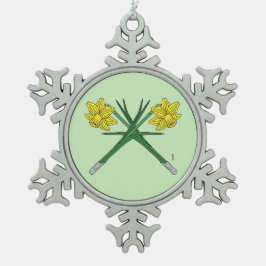 水仙は交差 スノーフレークピューターオーナメント