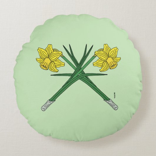 水仙は交差 ラウンドクッション (正面)