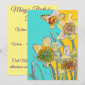 水仙アート 水彩画 バースデー 招待状 (正面/裏面)