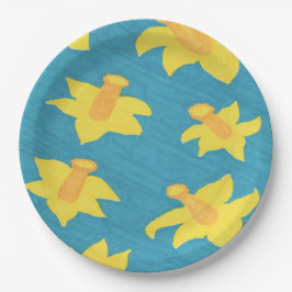 水仙オンブルーバックグラウンド紙プレート ペーパープレート