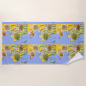 水仙フローラ水彩パープル薄紫 ビーチタオル (正面)