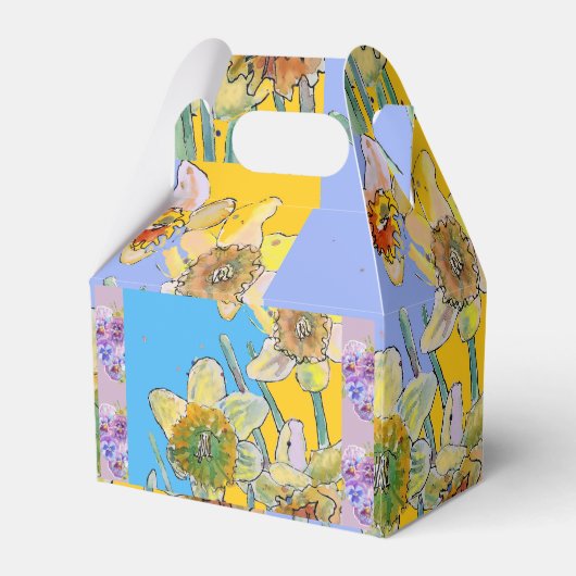 水仙絵画花フローラお誕生日ケーキ箱 フェイバーボックス (裏面サイド)