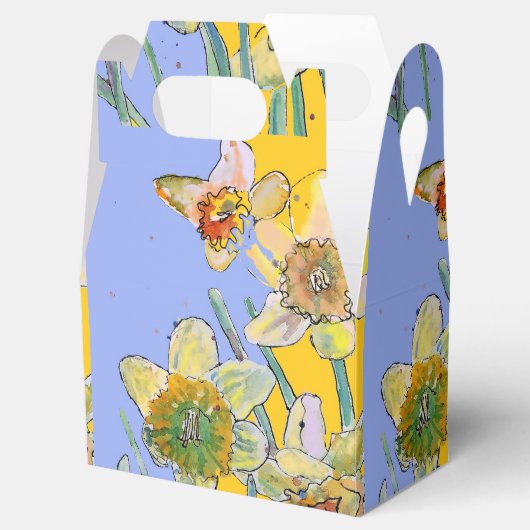 水仙絵画花フローラお誕生日ケーキ箱 フェイバーボックス (オープン)