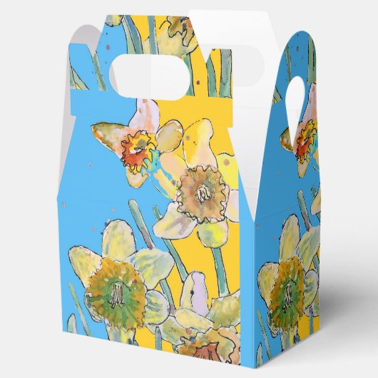 水仙絵画花フローラお誕生日ケーキ箱 フェイバーボックス (オープン)