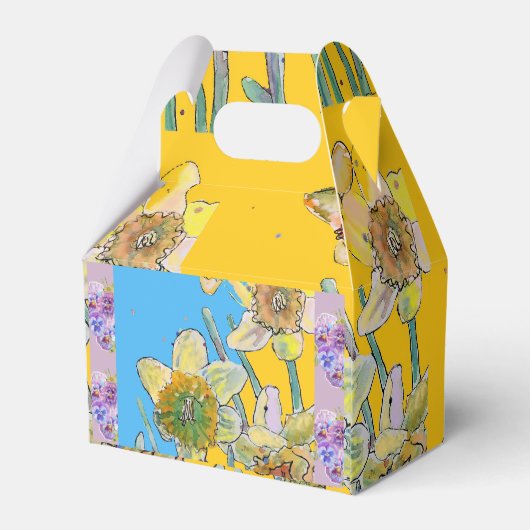 水仙絵画花フローラお誕生日ケーキ箱 フェイバーボックス (裏面サイド)