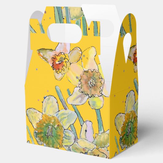 水仙絵画花フローラお誕生日ケーキ箱 フェイバーボックス (オープン)