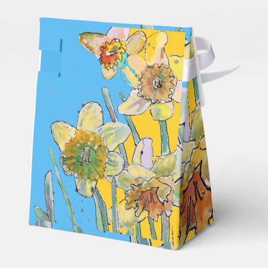 水仙絵画花フローラお誕生日ケーキ箱 フェイバーボックス (裏面サイド)