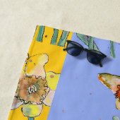 水仙花フローラ水彩ラベンダーイエロー  ビーチタオル (インサイチュ)