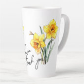 水仙「ありがとう!」 編集可能なスローガンと名前 カフェラテマグ (右アングル)