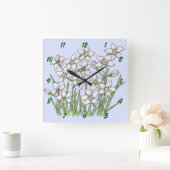 水仙 スクエア壁時計 (ホーム)