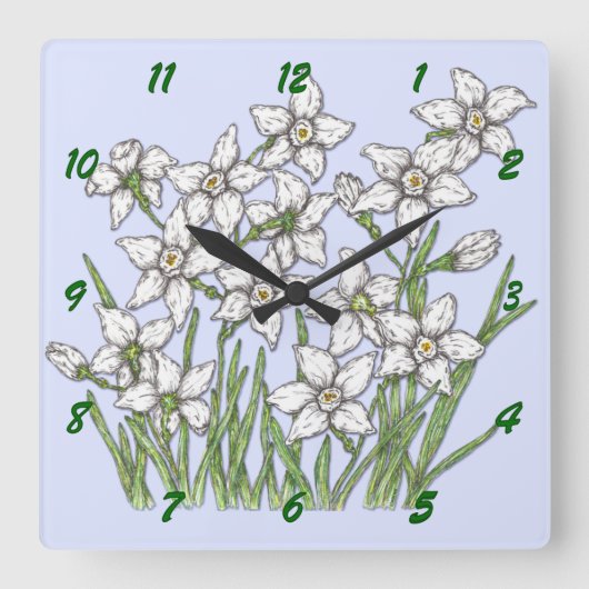水仙 スクエア壁時計 (正面)