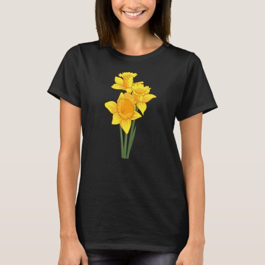 水仙 花 フラワー スタイル 春 イースター ガーデン Tシャツ (正面)