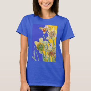 水仙(黄)青(花)水彩T-S Tシャツ