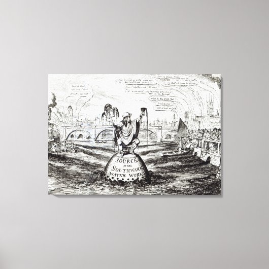 水会社についての風刺漫画 キャンバスプリント (正面)