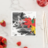 水伝統的日本の中のコイ スタンダードカクテルナプキン (インサイチュ)