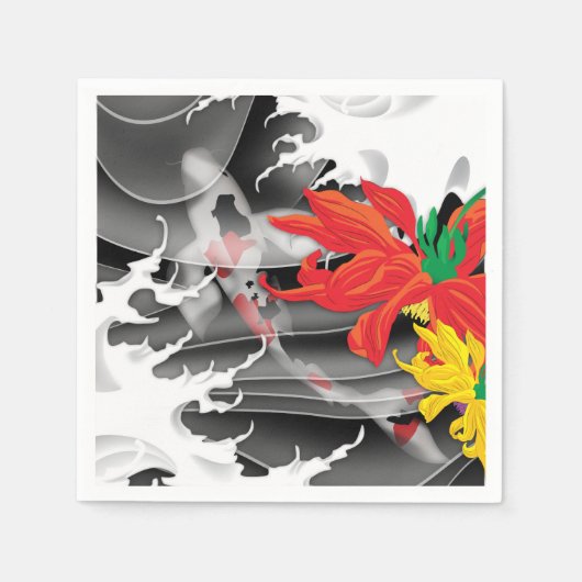 水伝統的日本の中のコイ スタンダードカクテルナプキン (正面)