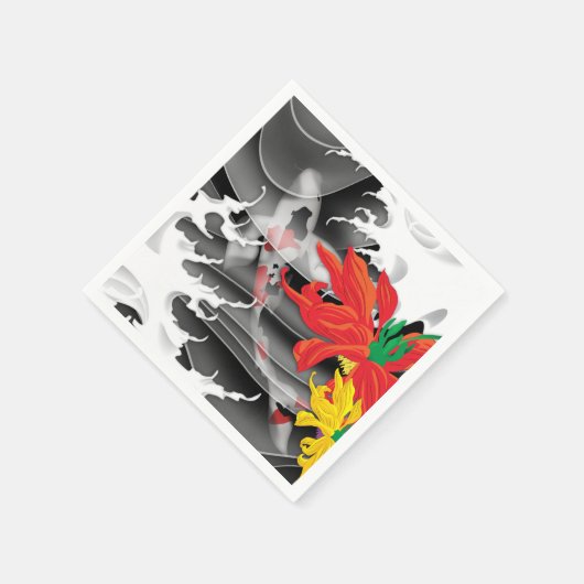 水伝統的日本の中のコイ スタンダードカクテルナプキン (角)