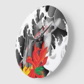 水伝統的日本の中のコイ ラージ壁時計 (傾斜)