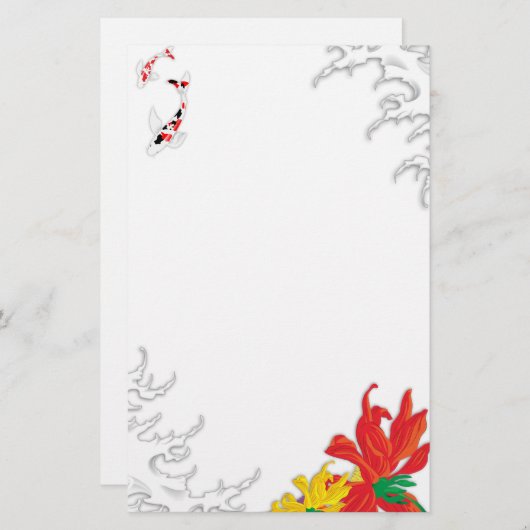 水伝統的日本の中のコイ 便箋 (正面/裏面)