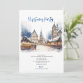 水伝統的色の冬メリークリスマス 招待状 (スタンド正面)