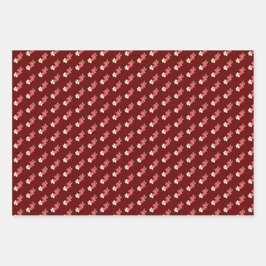 水伝統的色クリスマスフローラリース ラッピングペーパーシート (正面2)