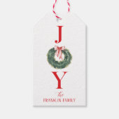 水伝統的色クリスマスリースジョイ ギフトタグ (正面)