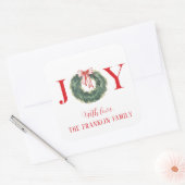 水伝統的色クリスマスリースジョイ スクエアシール (封筒)