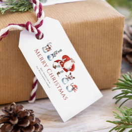 水伝統的色サンタ雪だるま ギフトタグ