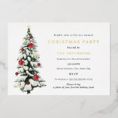 水伝統的色ツリーのクリスマスパーティー金ゴールド 箔招待状 (正面)