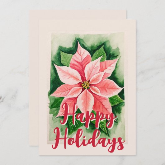 水伝統的色ポインセチア花クリスマス シーズンカード (正面/裏面)