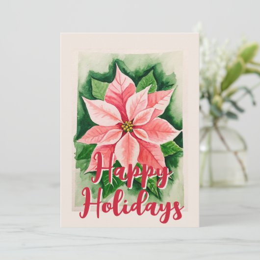水伝統的色ポインセチア花クリスマス シーズンカード (スタンド正面)