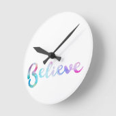 水信じ色タイポグラフィアート ラウンド壁時計 (傾斜)