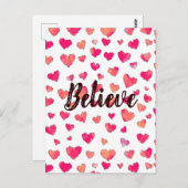 水信じ色タイポグラフィハートアート ポストカード (正面/裏面)