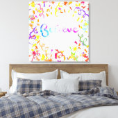水信じ色タイポグラフィ紙吹雪アート キャンバスプリント (インサイチュ (寝室))