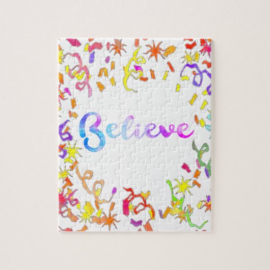 水信じ色タイポグラフィ紙吹雪アート ジグソーパズル (縦)